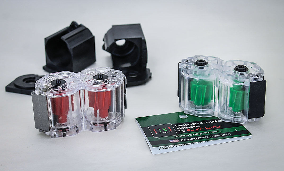 DoubleKross magazines can be purchased already assembled, but you’ll save some coinage by instead buying just the clear housings and cannibalizing a couple of 10-round magazines with the aid of the tool kit.